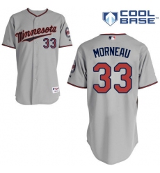 Men's Majestic Minnesota Twins #33 Justin Morneau Authentic Grey Road Cool Base MLB Jersey