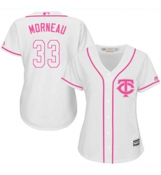 Women's Majestic Minnesota Twins #33 Justin Morneau Authentic White Fashion Cool Base MLB Jersey