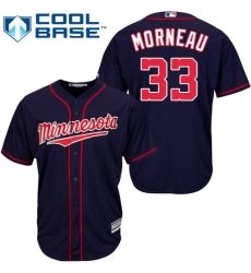 Youth Majestic Minnesota Twins #33 Justin Morneau Authentic Navy Blue Alternate Road Cool Base MLB Jersey