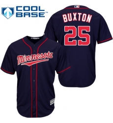 Women's Majestic Minnesota Twins #25 Byron Buxton Replica Navy Blue Alternate Road Cool Base MLB Jersey