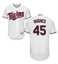 Men's Majestic Minnesota Twins #45 Phil Hughes White Home Flex Base Authentic Collection MLB Jersey