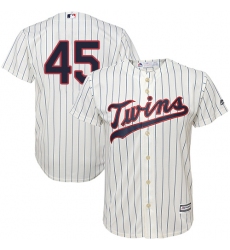 Youth Majestic Minnesota Twins #45 Phil Hughes Authentic Cream Alternate Cool Base MLB Jersey