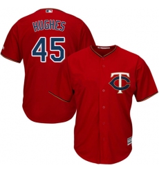 Youth Majestic Minnesota Twins #45 Phil Hughes Authentic Scarlet Alternate Cool Base MLB Jersey