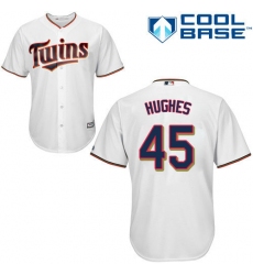 Youth Majestic Minnesota Twins #45 Phil Hughes Replica White Home Cool Base MLB Jersey