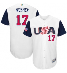 Men's USA Baseball Majestic #17 Pat Neshek White 2017 World Baseball Classic Authentic Team Jersey