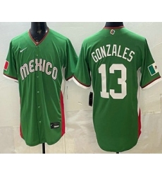 Men's Mexico #13 Nick Gonzales Green 2026 World Baseball Classic Cool Base Jersey