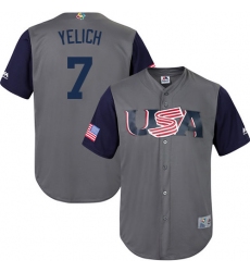 Men's USA Baseball Majestic #7 Christian Yelich Gray 2017 World Baseball Classic Replica Team Jersey