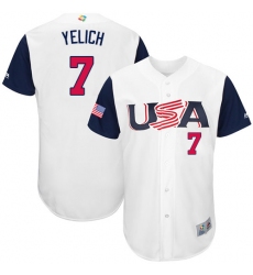 Men's USA Baseball Majestic #7 Christian Yelich White 2017 World Baseball Classic Authentic Team Jersey