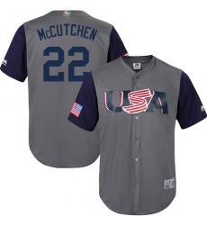 Men's USA Baseball Majestic #22 Andrew McCutchen Gray 2017 World Baseball Classic Replica Team Jersey