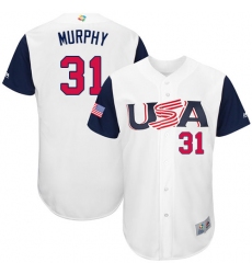 Youth USA Baseball Majestic #31 Daniel Murphy White 2017 World Baseball Classic Authentic Team Jersey