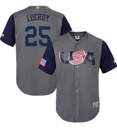 Youth USA Baseball Majestic #25 Jonathan Lucroy Gray 2017 World Baseball Classic Replica Team Jersey