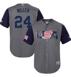 Youth USA Baseball Majestic #24 Andrew Miller Gray 2017 World Baseball Classic Replica Team Jersey