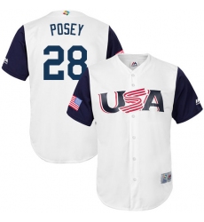 Youth USA Baseball Majestic #28 Buster Posey White 2017 World Baseball Classic Replica Team Jersey