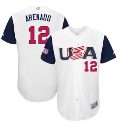 Youth USA Baseball Majestic #12 Nolan Arenado White 2017 World Baseball Classic Authentic Team Jersey