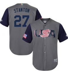 Men's USA Baseball Majestic #27 Giancarlo Stanton Gray 2017 World Baseball Classic Replica Team Jersey