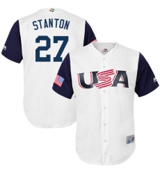 Youth USA Baseball Majestic #27 Giancarlo Stanton White 2017 World Baseball Classic Replica Team Jersey