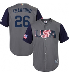 Men's USA Baseball Majestic #26 Brandon Crawford Gray 2017 World Baseball Classic Replica Team Jersey