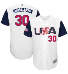 Men's USA Baseball Majestic #30 David Robertson White 2017 World Baseball Classic Authentic Team Jersey