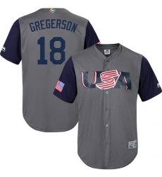 Men's USA Baseball Majestic #18 Luke Gregerson Gray 2017 World Baseball Classic Replica Team Jersey