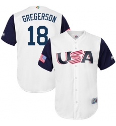 Men's USA Baseball Majestic #18 Luke Gregerson White 2017 World Baseball Classic Replica Team Jersey