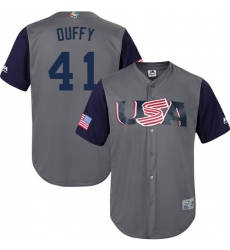 Youth USA Baseball Majestic #41 Danny Duffy Gray 2017 World Baseball Classic Replica Team Jersey
