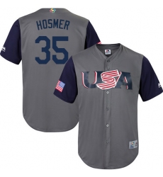 Men's USA Baseball Majestic #35 Eric Hosmer Gray 2017 World Baseball Classic Replica Team Jersey
