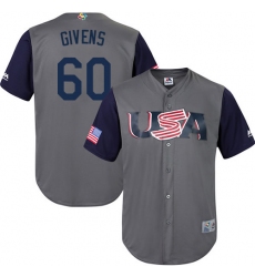 Youth USA Baseball Majestic #60 Mychal Givens Gray 2017 World Baseball Classic Replica Team Jersey