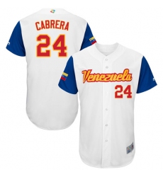 Men's Venezuela Baseball Majestic #24 Miguel Cabrera White 2017 World Baseball Classic Authentic Team Jersey