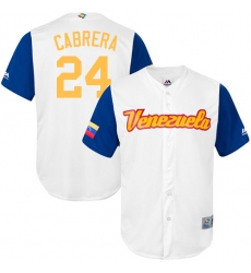 Men's Venezuela Baseball Majestic #24 Miguel Cabrera White 2017 World Baseball Classic Replica Team Jersey