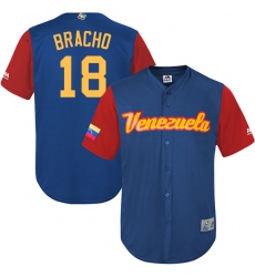 Men's Venezuela Baseball Majestic #18 Silvino Bracho Royal Blue 2017 World Baseball Classic Replica Team Jersey