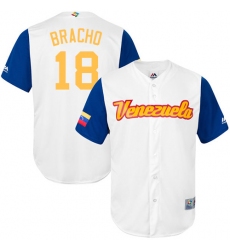 Men's Venezuela Baseball Majestic #18 Silvino Bracho White 2017 World Baseball Classic Replica Team Jersey