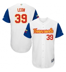 Men's Venezuela Baseball Majestic #39 Arcenio Leon White 2017 World Baseball Classic Authentic Team Jersey