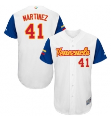 Men's Venezuela Baseball Majestic #41 Victor Martinez White 2017 World Baseball Classic Authentic Team Jersey