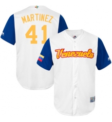 Men's Venezuela Baseball Majestic #41 Victor Martinez White 2017 World Baseball Classic Replica Team Jersey