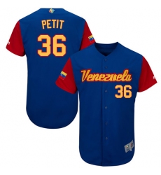 Men's Venezuela Baseball Majestic #36 Yusmeiro Petit Royal Blue 2017 World Baseball Classic Authentic Team Jersey