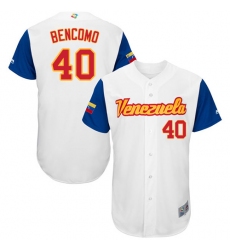 Men's Venezuela Baseball Majestic #40 Omar Bencomo White 2017 World Baseball Classic Authentic Team Jersey