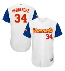 Men's Venezuela Baseball Majestic #34 Felix Hernandez White 2017 World Baseball Classic Authentic Team Jersey
