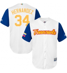 Men's Venezuela Baseball Majestic #34 Felix Hernandez White 2017 World Baseball Classic Replica Team Jersey
