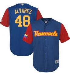 Men's Venezuela Baseball Majestic #48 Jose Alvarez Royal Blue 2017 World Baseball Classic Replica Team Jersey