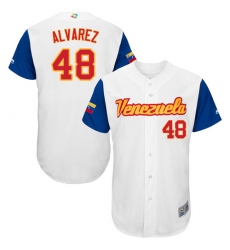 Men's Venezuela Baseball Majestic #48 Jose Alvarez White 2017 World Baseball Classic Authentic Team Jersey