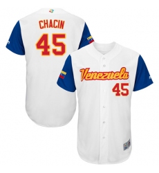 Men's Venezuela Baseball Majestic #45 Jhoulys Chacin White 2017 World Baseball Classic Authentic Team Jersey