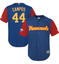 Men's Venezuela Baseball Majestic #44 Leonel Campos Royal Blue 2017 World Baseball Classic Replica Team Jersey