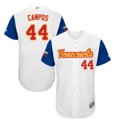 Men's Venezuela Baseball Majestic #44 Leonel Campos White 2017 World Baseball Classic Authentic Team Jersey