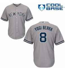 Men's Majestic New York Yankees #8 Yogi Berra Replica Grey Road MLB Jersey