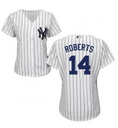 Women's Majestic New York Yankees #14 Brian Roberts Authentic White Home MLB Jersey