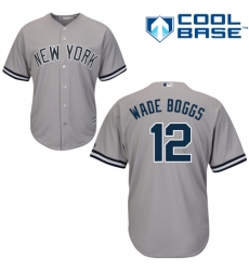 Men's Majestic New York Yankees #12 Wade Boggs Replica Grey Road MLB Jersey
