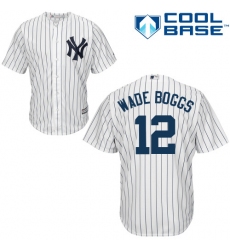Men's Majestic New York Yankees #12 Wade Boggs Replica White Home MLB Jersey