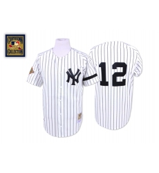 Men's Mitchell and Ness New York Yankees #12 Wade Boggs Authentic White Throwback MLB Jersey