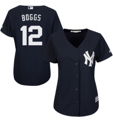 Women's Majestic New York Yankees #12 Wade Boggs Authentic Navy Blue Alternate MLB Jersey