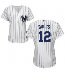 Women's Majestic New York Yankees #12 Wade Boggs Authentic White Home MLB Jersey